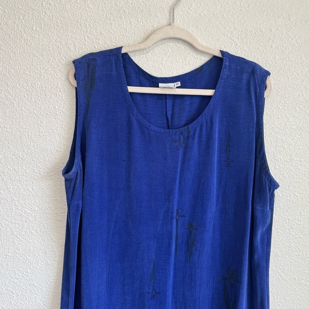DAWN made in Seattle Womens 1X Blue Floral‎ Printed Maxi Dress Cottage Gorpcore - Picture 2 of 10